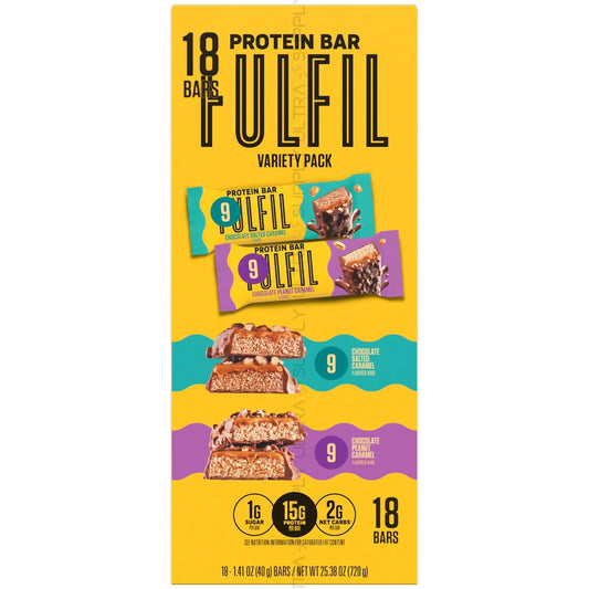 ful-fil Protein Bars (18 Count) – Variety Pack, 15g Protein, Low Sugar, Vitamin-Enriched, Chocolate-Coated Snack Bars