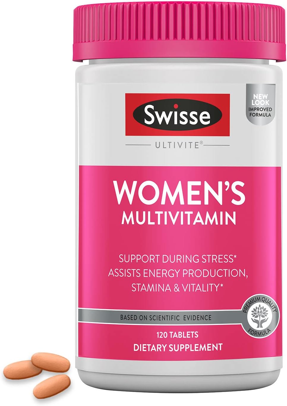Swisse Daily Multivitamin for Women | 47 Vitamins, Antioxidants and Minerals + Adaptogens | Energy, Stress & Immune Support | Womens Multivitamin Supplement | 120 Tablets \/ 4 Months Supply