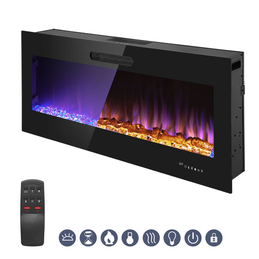 Prominence Home Prominence Home 50x19 Electric Remote Controlled LED Wall Mount Fireplace with Adjustable Heat and Brightness Settings 57002-26