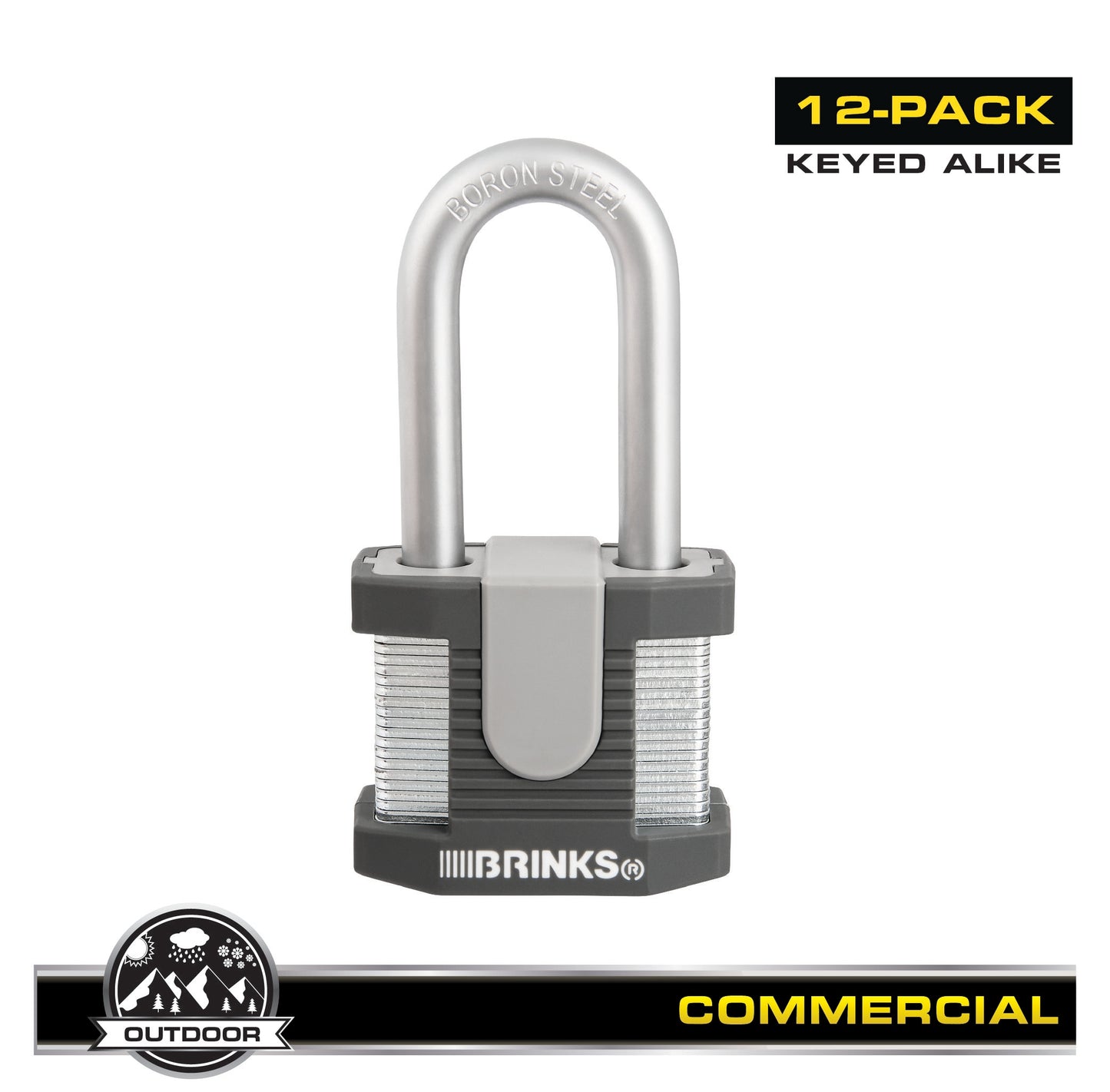 Brinks Commercial Keyed Alike Keyed Padlock, 2-1/4-in Wide x 2-in Shackle (12-Pack) 672-52001KA12