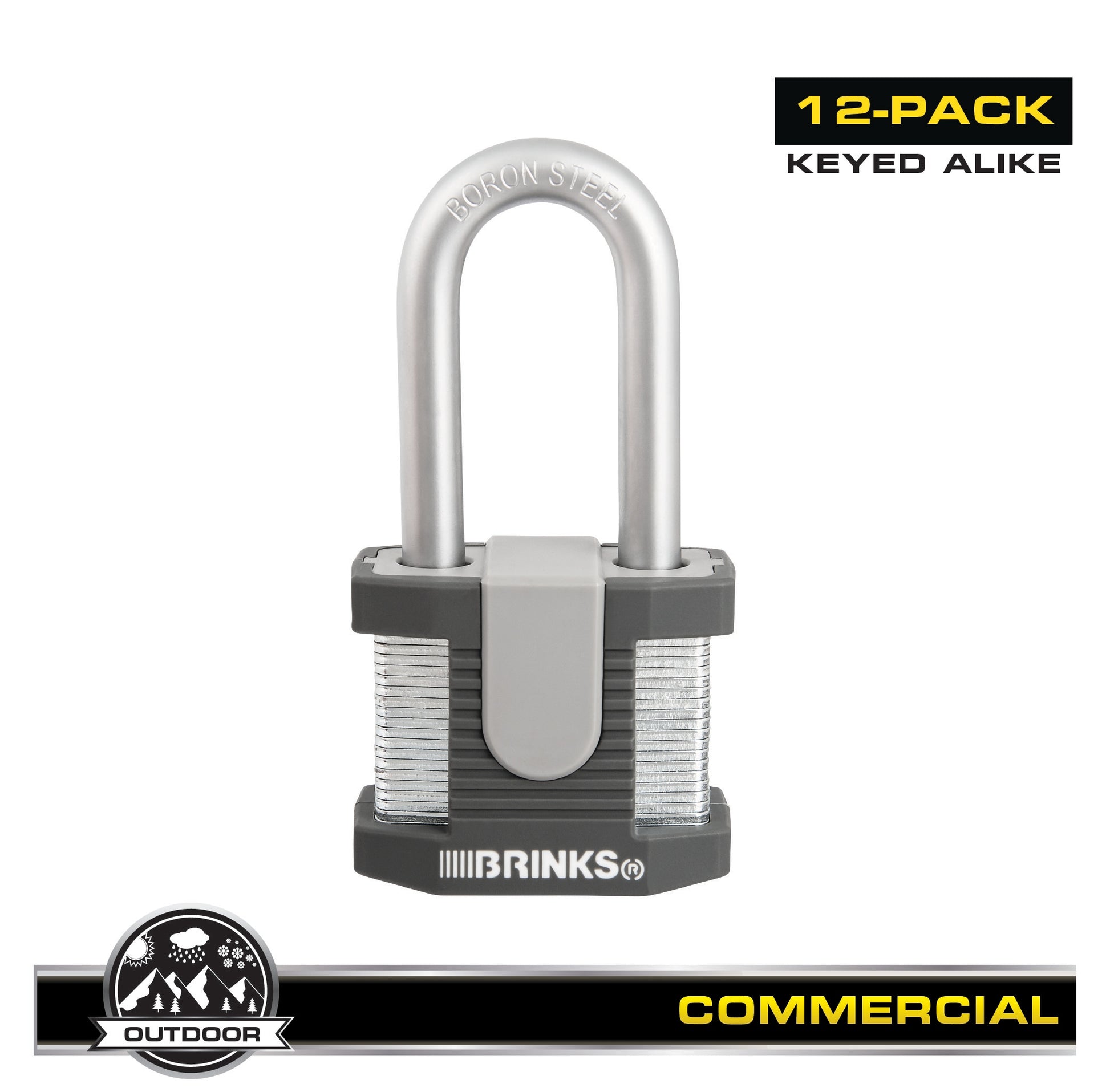 Brinks Commercial Keyed Alike Keyed Padlock, 2-1/4-in Wide x 2-in Shackle (12-Pack) 672-52001KA12