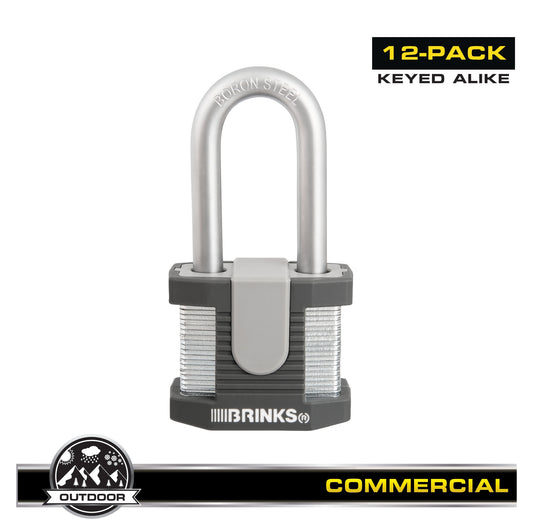 Brinks Commercial Keyed Alike Keyed Padlock, 2-1/4-in Wide x 2-in Shackle (12-Pack) 672-52001KA12
