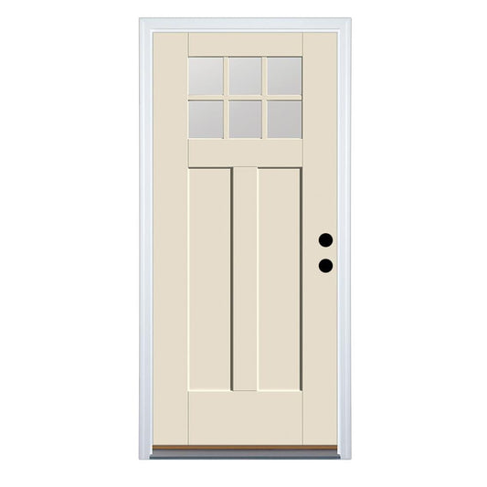 Therma-Tru Entry Door 32-in x 80-in x 4-9/16-in Fiberglass Craftsman Left-hand inswing Unfinished Prehung Front Door with Brickmould Insulating core