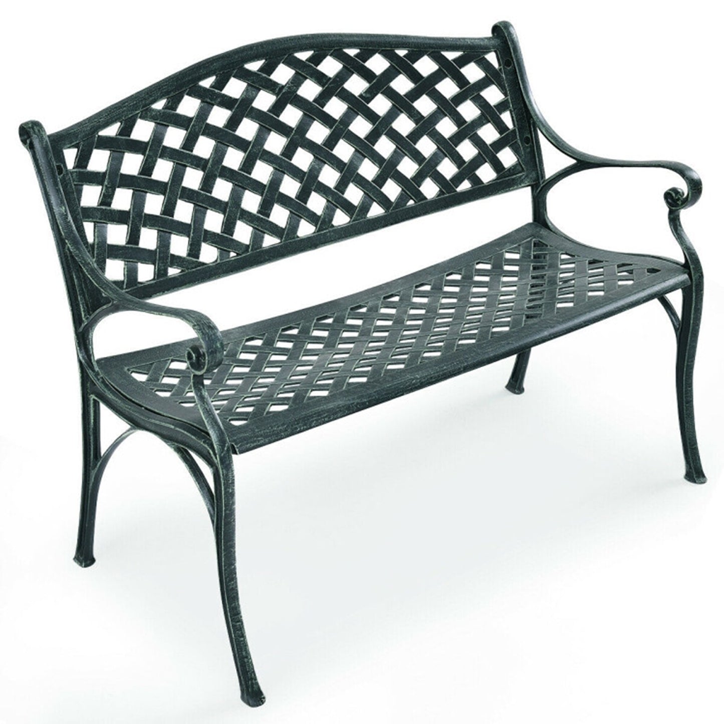 Mondawe Patio Benche 40.1-in W x 32.7-in H Ancient green Aluminum Garden Bench