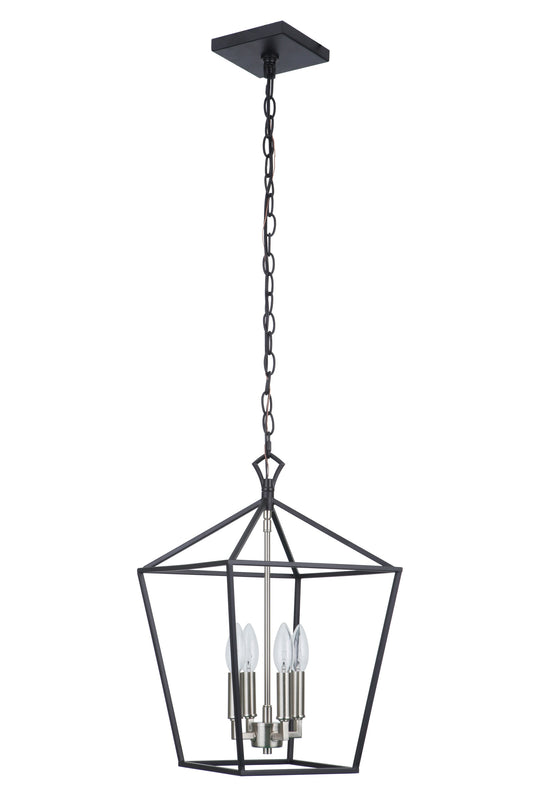 Craftmade Flynt II 4 -Light Flat Black/Brushed Polished Nickel Traditional Square Medium Hanging Pendant light 4852261