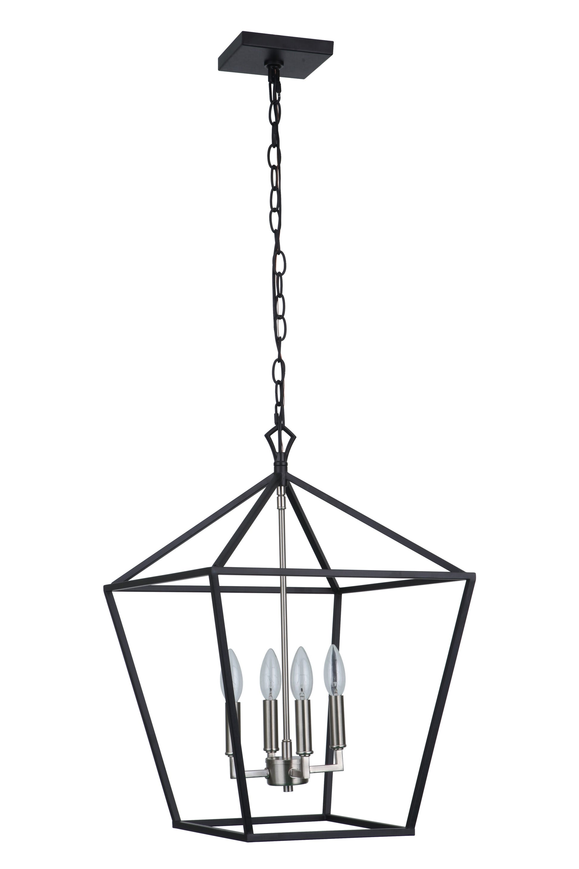 Craftmade Flynt II 4 -Light Flat Black/Brushed Polished Nickel Traditional Square Medium Hanging Pendant light 4852279