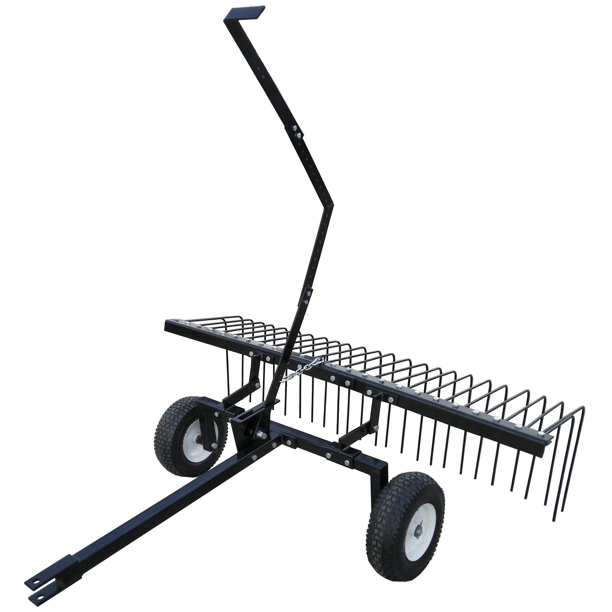 Yard Tuff Yard Tuff 60 inch Pine Straw ATV Tow Behind Steel Landscape Rake with Wheels and Handle 88985