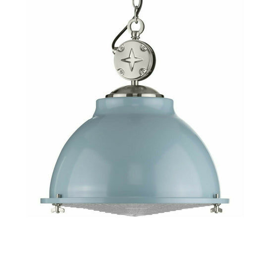Progress Lighting Medal 1 -Light Coastal Blue Coastal Ribbed glass Dome Medium Hanging Pendant light