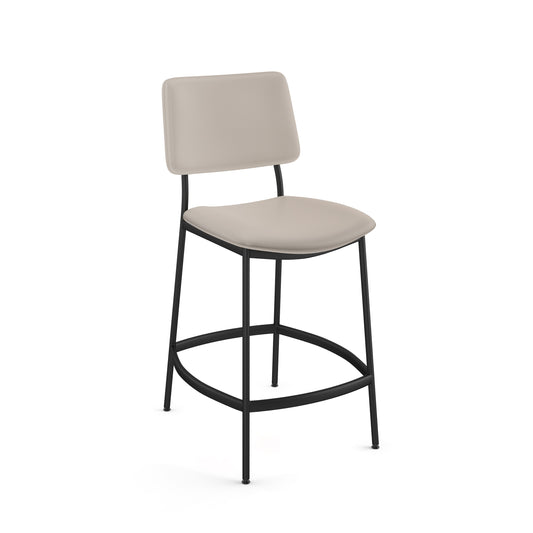 Amisco Cream Faux Leather / Black Metal 26.25-in H Counter height Upholstered Metal Bar Stool