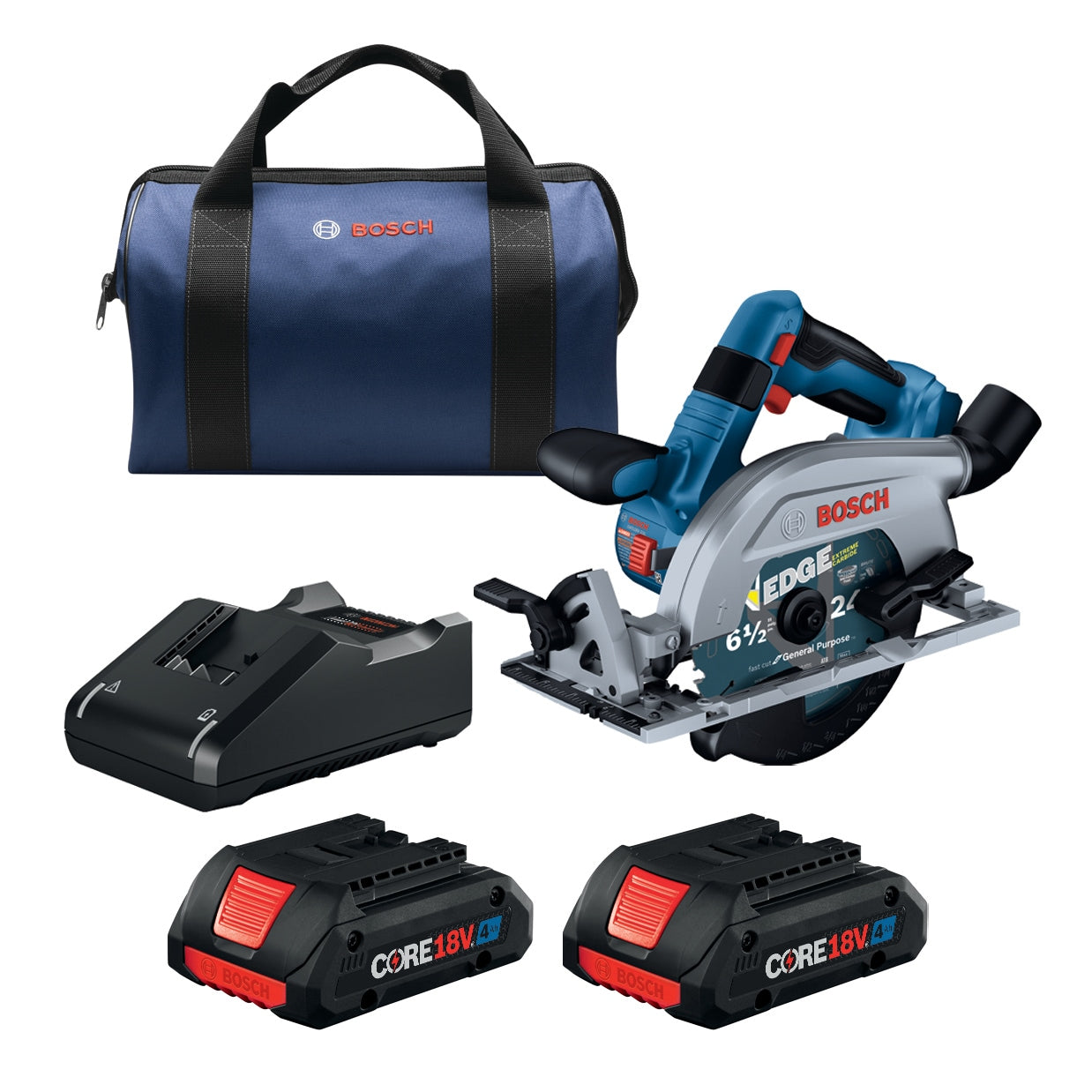 Bosch 18-volt 4-Amp 6-1/2-in Worm Drive Brushless Cordless Circular Saw Kit (2-Batteries and Charger Included) GKS18V-22LB25