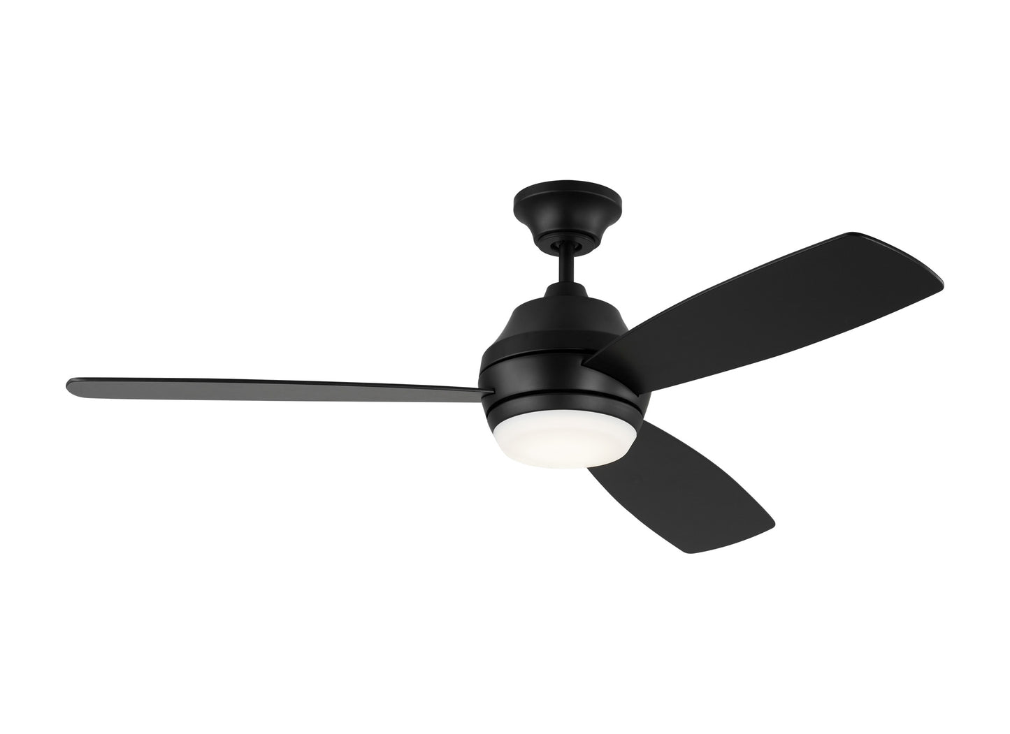 Generation Lighting Ikon 52-in Integrated LED Midnight Black with Midnight Black Blades Ceiling Fan With Light - Remote Included ( 3 -Blade )