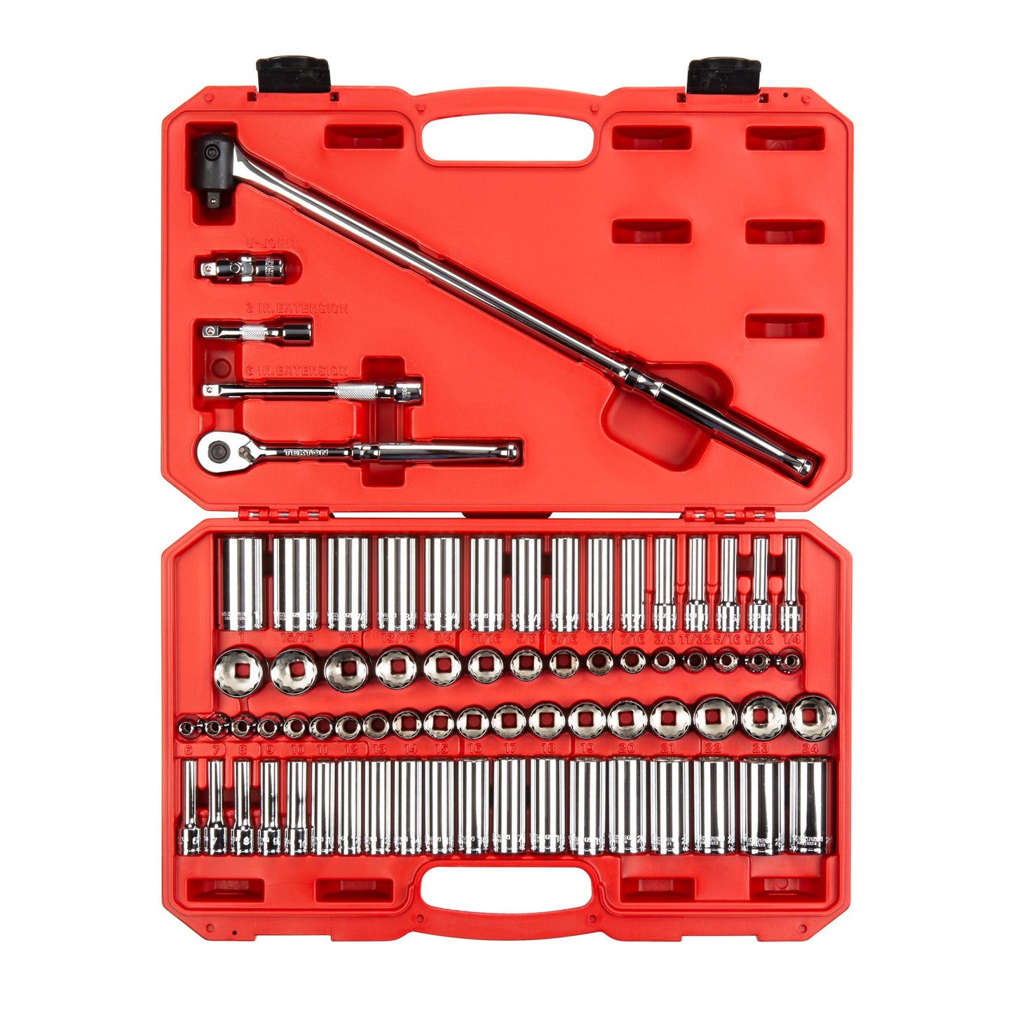 TEKTON 3/8-in Drive Standard (SAE) and Metric Shallow/Deep Socket Set (74-Pieces) SKT15312