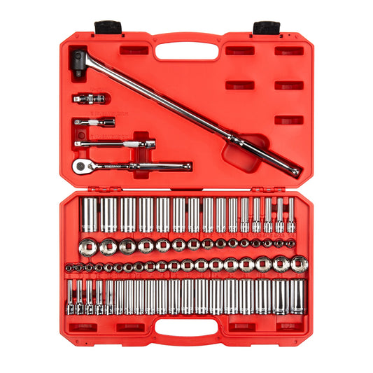 TEKTON 3/8-in Drive Standard (SAE) and Metric Shallow/Deep Socket Set (74-Pieces) SKT15312