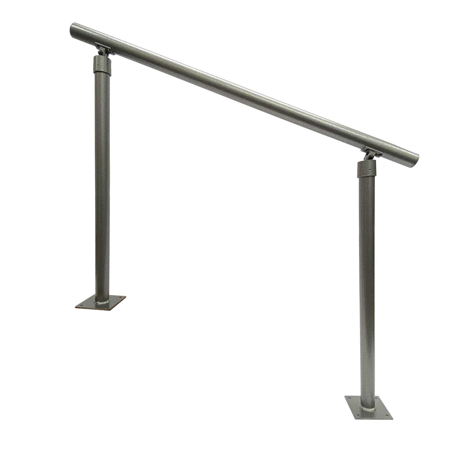 Wolf Handrail 72-in x 72-in Silver Vein Painted Aluminum Interior/Exterior Handrail with posts