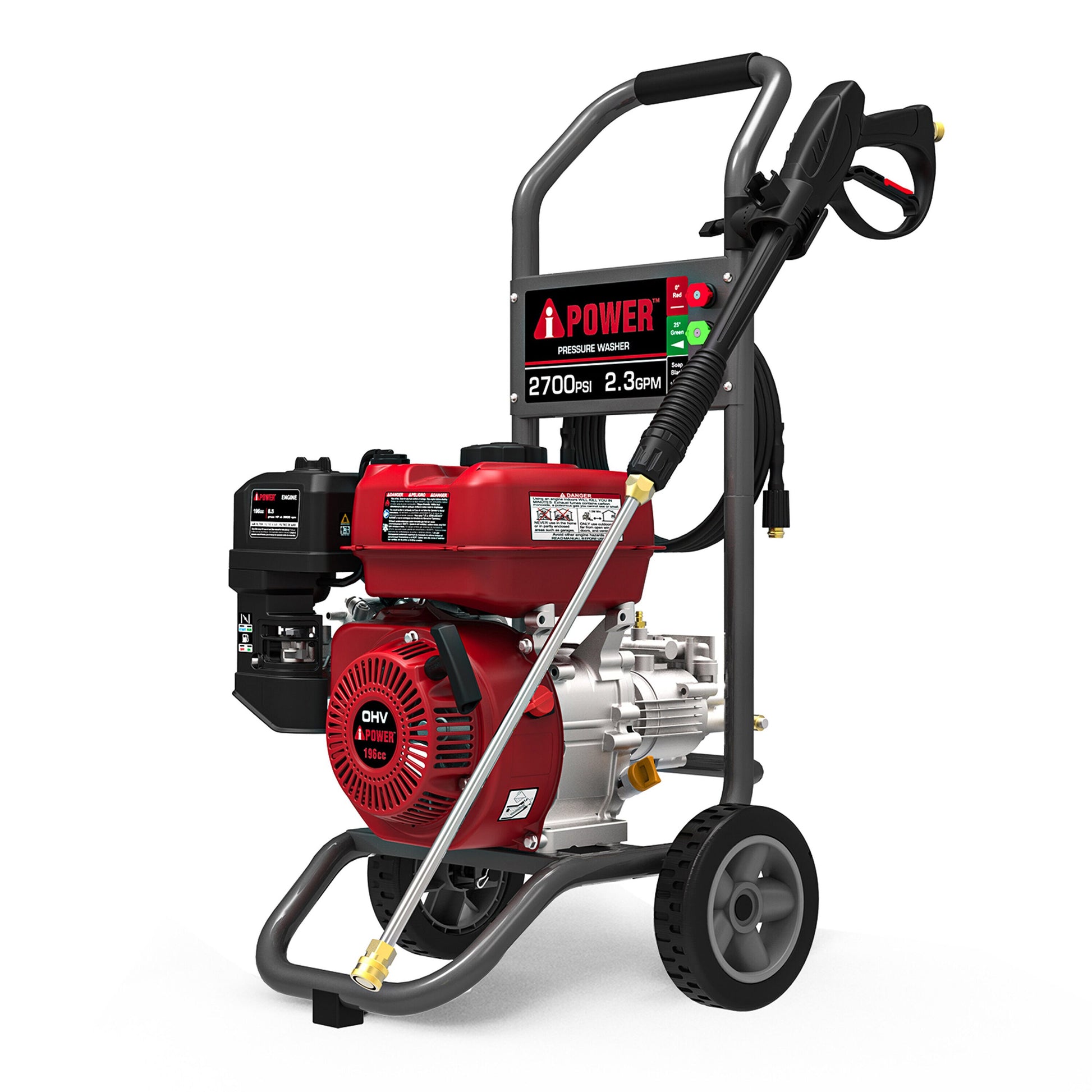 A-iPower APW2700C 2700 PSI 2.3-GPMs Cold Water Gas Pressure Washer with 3 Spray Tips APW2700C