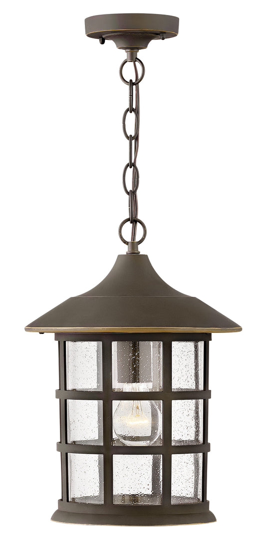 Hinkley Freeport Oil Rubbed Bronze Coastal Seeded glass Cylinder Medium Outdoor Hanging Pendant light 5366285