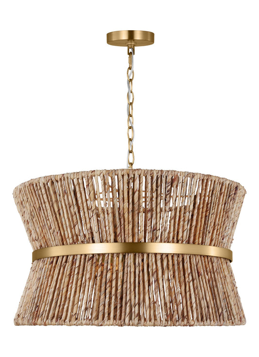 Scott Living Thurlo 3 -Light Satin Brass Transitional Drum Medium Hanging Pendant light