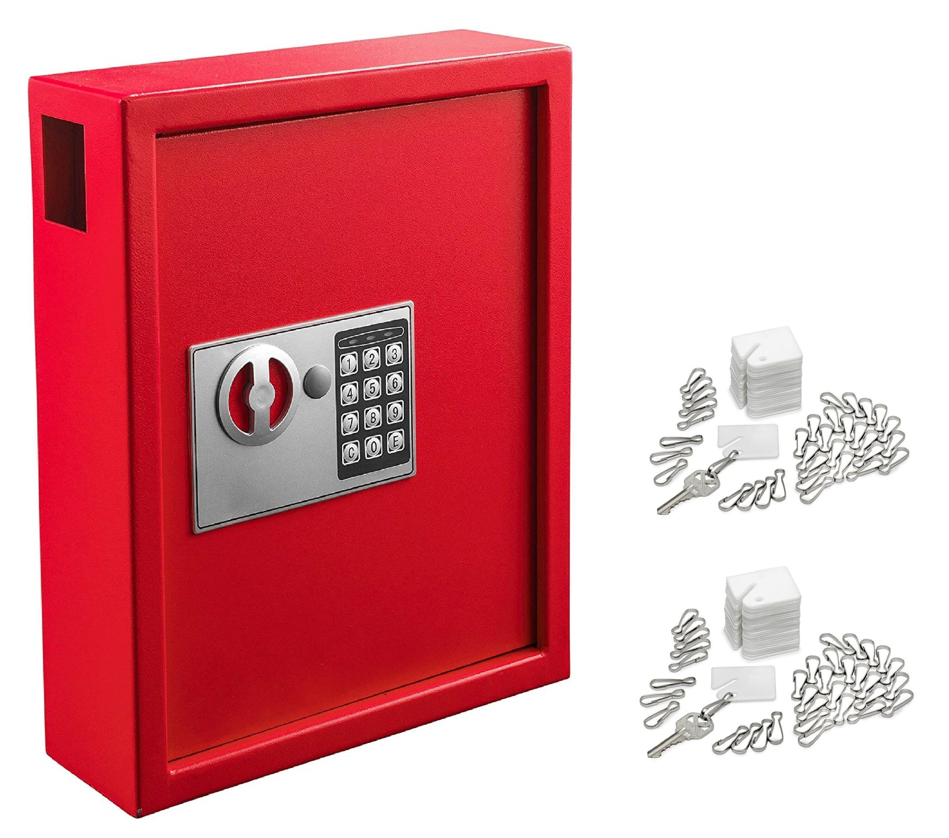 AdirOffice Waterproof Fireproof Keyed Key Safe 680-40-RED-689-PKG
