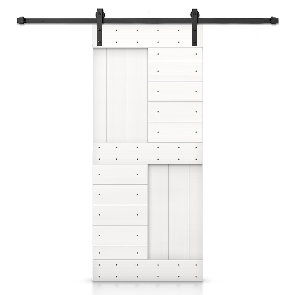 CALHOME 36-in x 84-in Pure White Pine Wood Solid core Single Barn Door (Hardware Included)