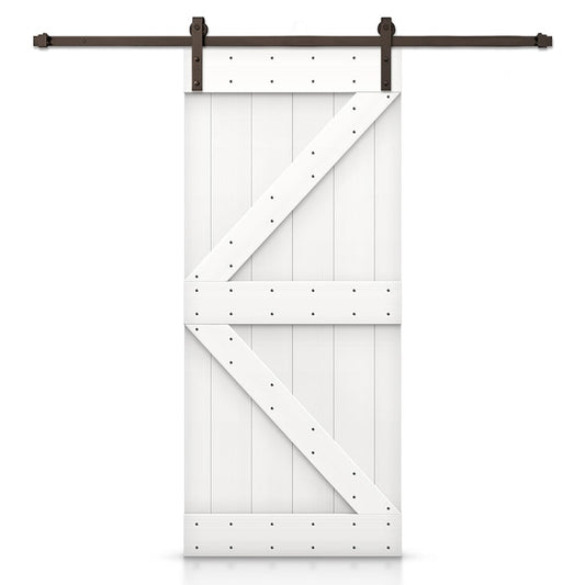 CALHOME 26-in x 84-in White Knotty pine Wood Solid core Single Barn Door (Hardware Included)