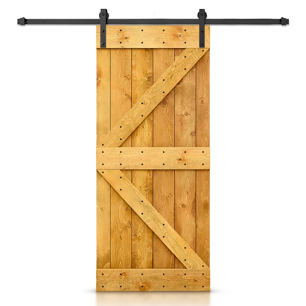 CALHOME 38-in x 84-in Colonial Maple Knotty pine Wood Solid core Single Barn Door (Hardware Included)