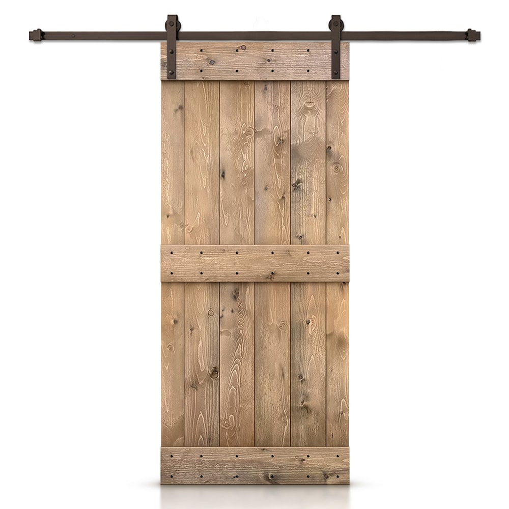 CALHOME 28-in x 84-in Light Brown Knotty pine Wood Solid core Single Barn Door (Hardware Included)
