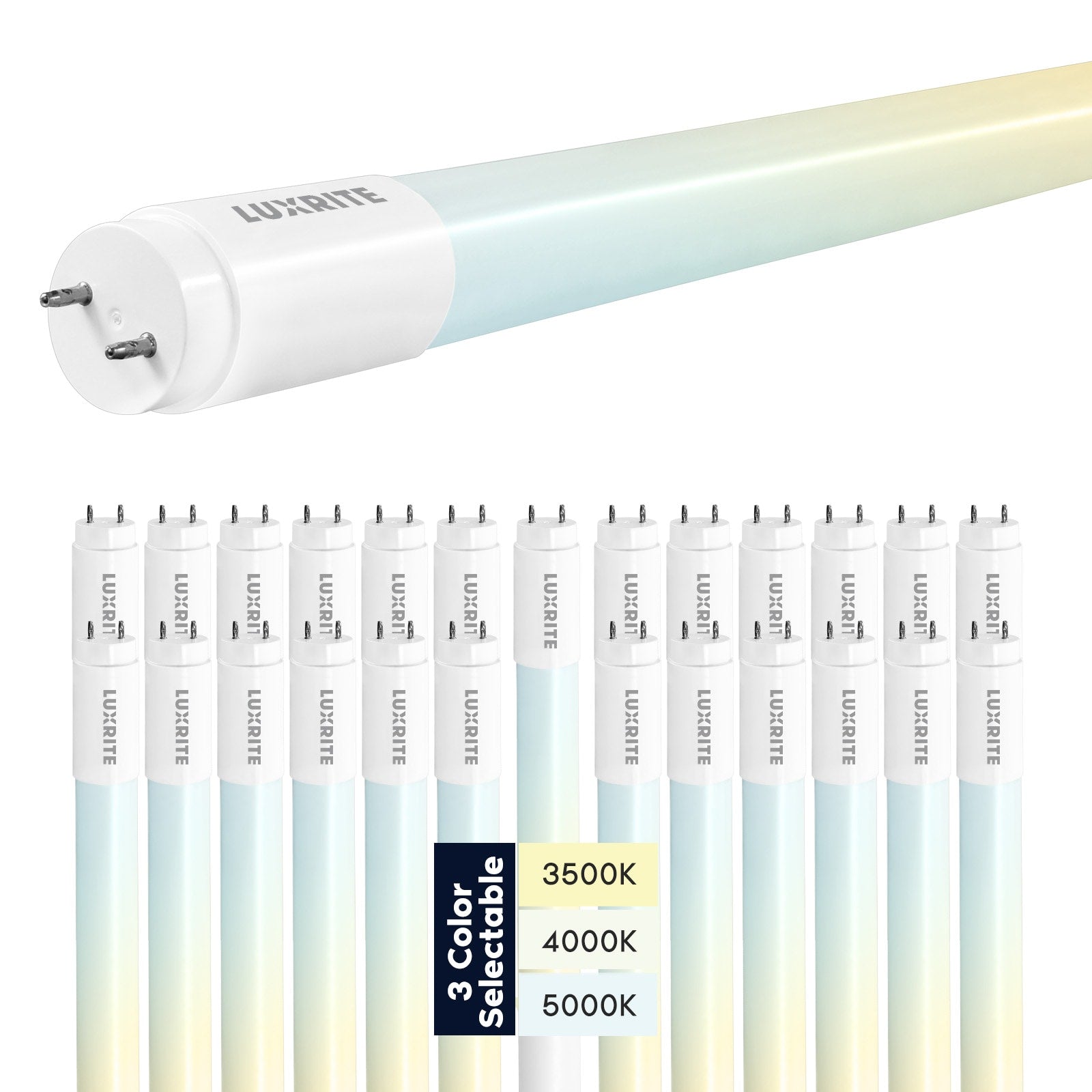 Luxrite 32 -Watt EQ T8 Tunable White Dimmable LED Tube Light Bulb 25 -Pack