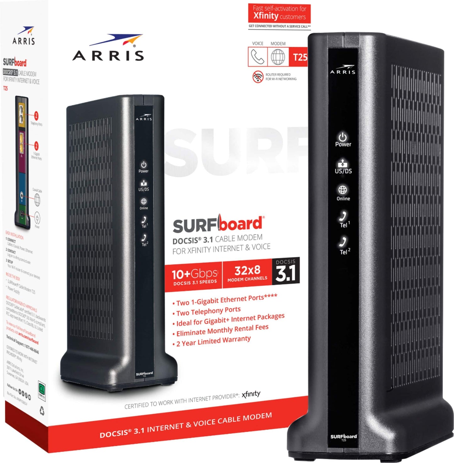 ARRIS - SURFboard DOCSIS 3.1 Cable Modem for Xfinity Internet & Voice - Black