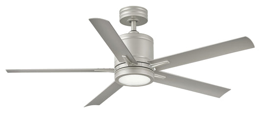 Hinkley Vail 52-in Brushed Nickel with Silver Blades Integrated LED Indoor/Outdoor Smart Propeller Ceiling Fan with Light and Remote (5-Blade) 902152FBN-LWD