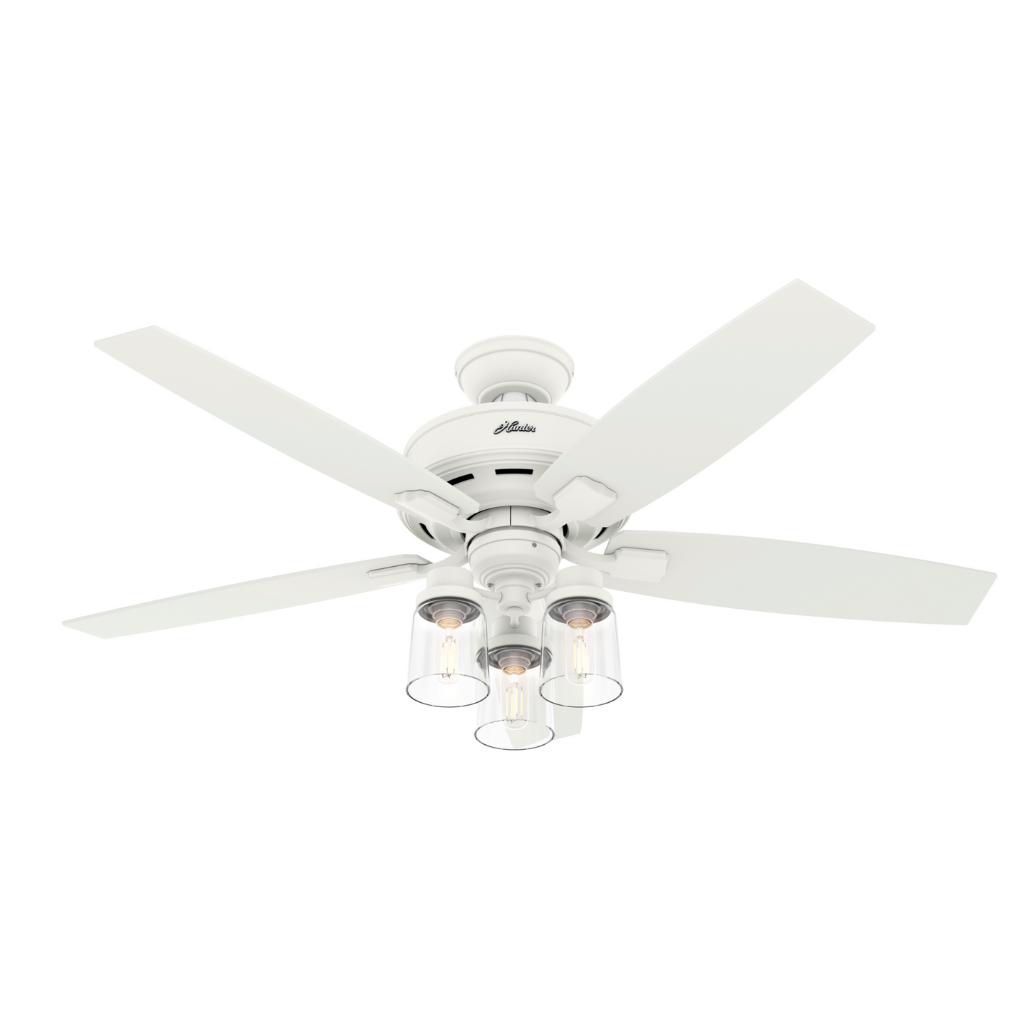 Hunter Bennett 52-in Matte White with White Grain/Bleached Oak Blades Ceiling Fan With Light - Remote Included ( 5 -Blade ) 1631500