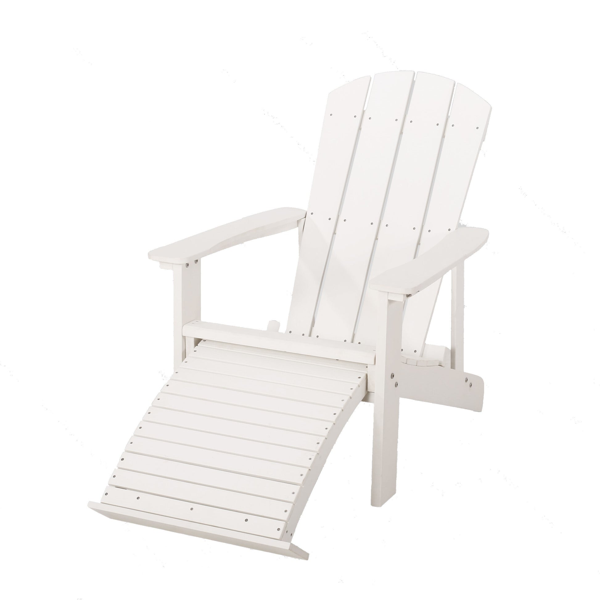 Kahomvis Adirondack Chair Set of 1 White Wood Frame Stationary Adirondack Chair with (no fabric) with Slat Seat