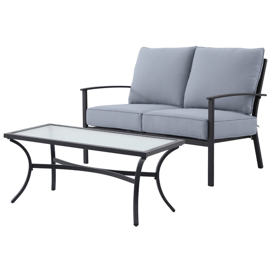 Style Selections Skybrook 2 -Piece Patio Conversation Set with Blue Cushions