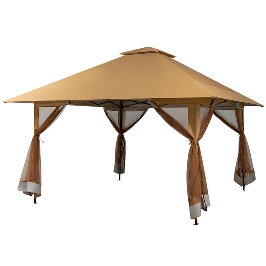 BABOOM 13-ft x 13-ft Pop-up Instant Gazebo Canopy Coffee with Soft Top Roof (Screen Included)