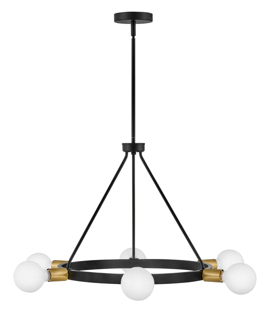 Lark Orla 6 -Light Satin Black Modern/contemporary Bare bulb For Use in Bedrooms, Dining Rooms, Foyers, Kitchens, Living Rooms Chandelier
