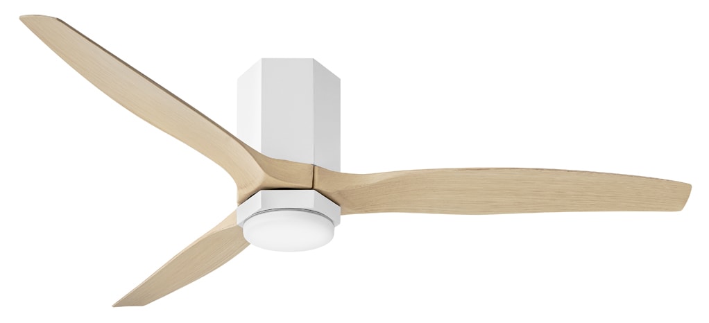 Hinkley Facet 52-in Matt White with Natural Blades Integrated LED Indoor Flush Mount Smart Ceiling Fan with Light and Remote (3-Blade) 905852FMW-LDD