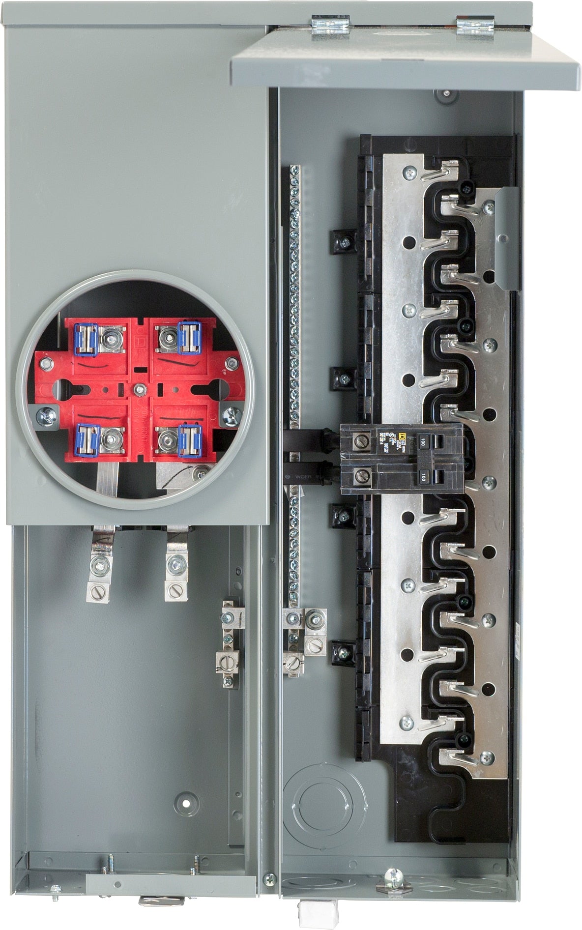 Square D 100-Amp 16-Spaces 24-Circuit Outdoor Main Breaker Meter Combo Load Center SC1624M100S
