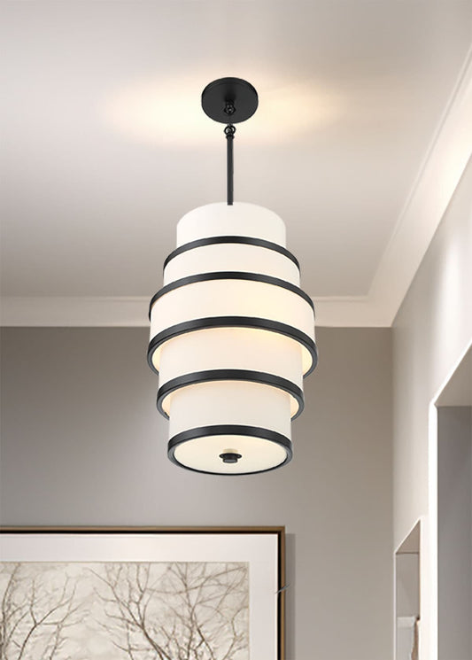 Minka Lavery Cascade 3 -Light Black Modern/contemporary Cylinder Medium Hanging Pendant light
