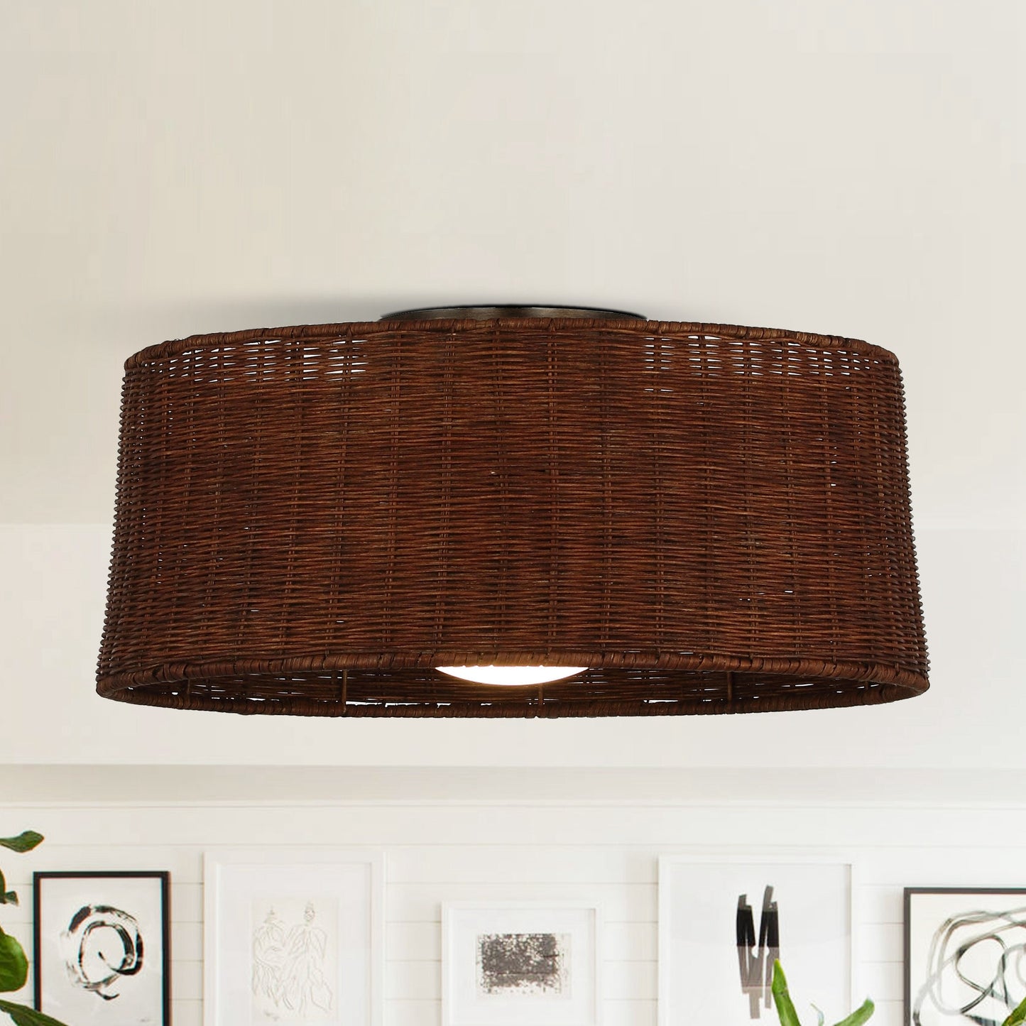 Parrot Uncle 21.3-in Flush Mount Antique bronze with Black Blades Fandelier Ceiling Fan With Light - Remote Included ( 3 -Blade ) 5647765