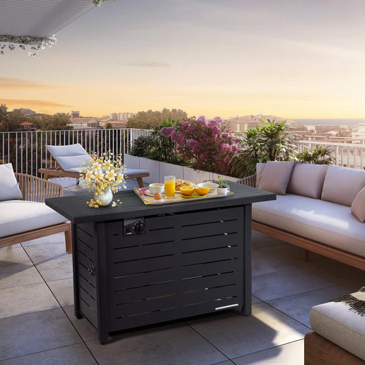 BABOOM Gas Fire Pits 42-in W 60000 Maximum BTUs Steel Rectangle Portable Liquid propane Fire table