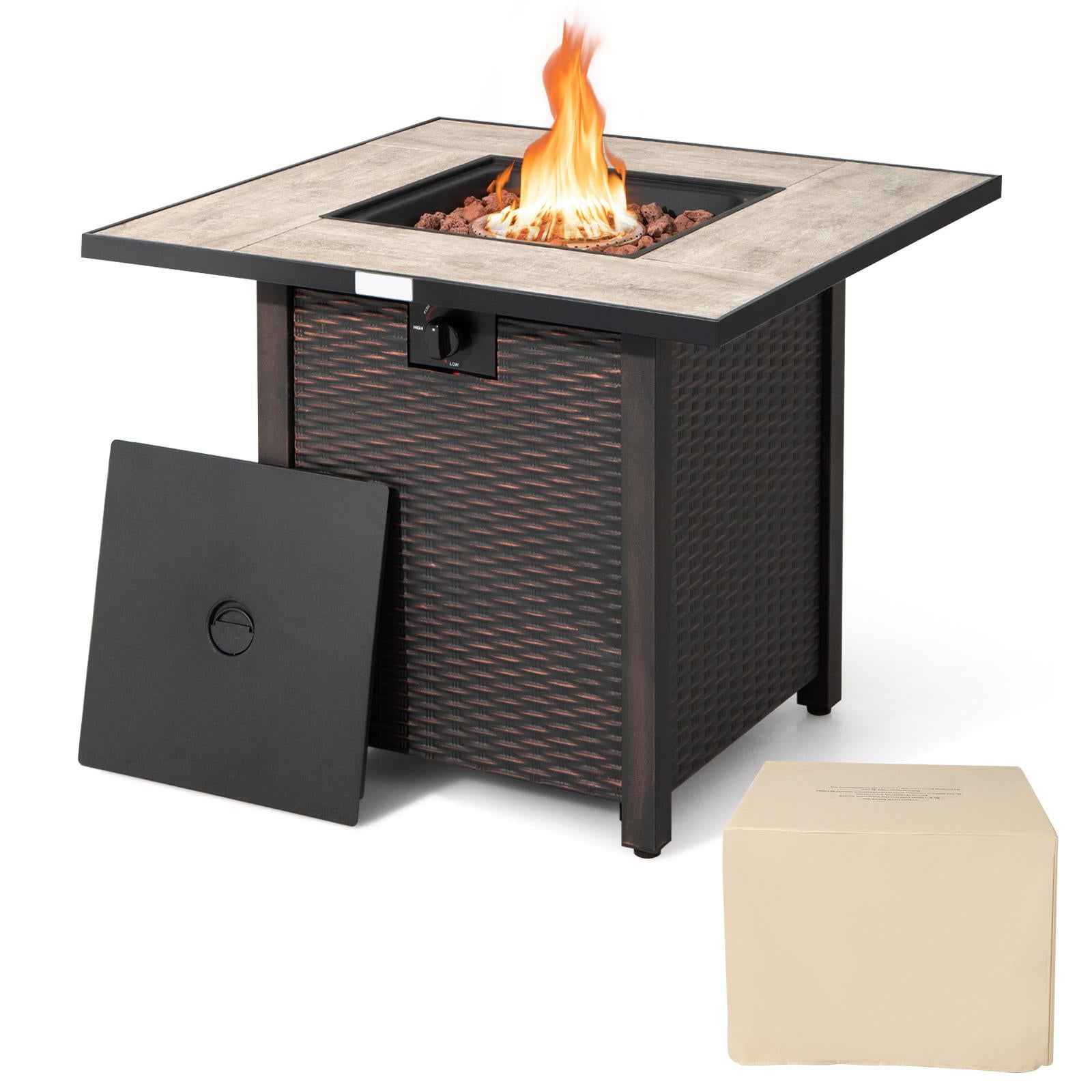 BABOOM Gas Fire Pits 30-in W 50000 Maximum BTUs Steel Square Portable Liquid propane Fire table