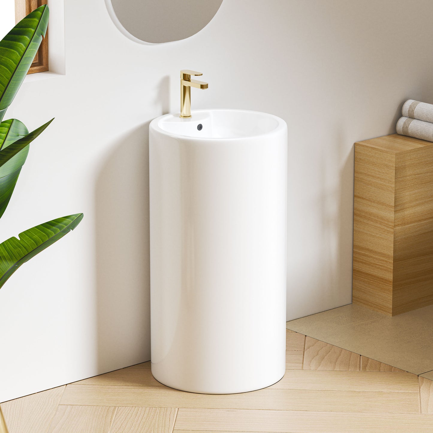 Eridanus Denbigh Crisp White Vitreous China Modern Pedestal Sink Combo (18.25-in x 33.5-in)