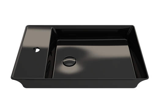 BOCCHI Fire clay Vessel Rectangular Modern Black Bathroom Sink ( 23.5-Inches x 15-Inches )