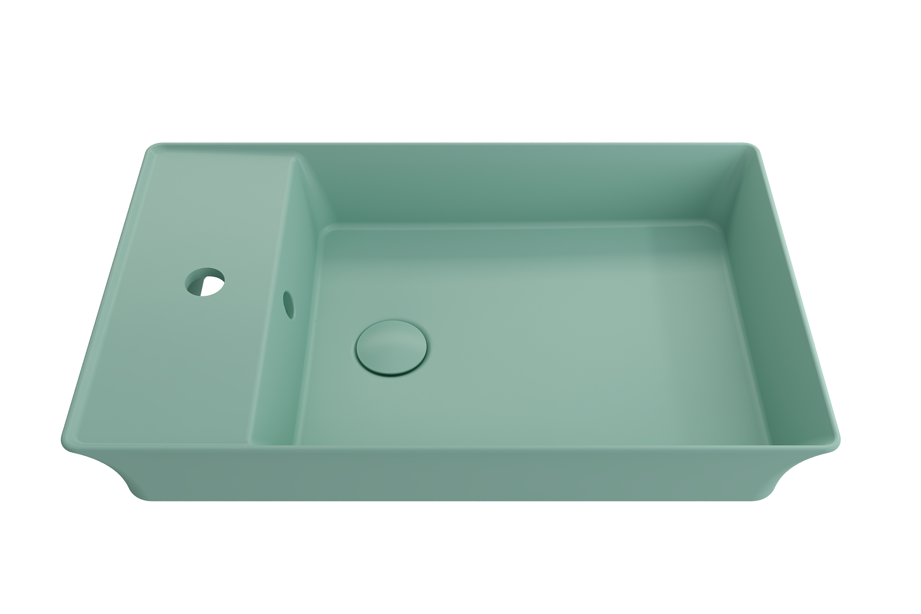 BOCCHI Fire clay Vessel Rectangular Modern Matte Mint Green Bathroom Sink ( 23.5-Inches x 15-Inches )