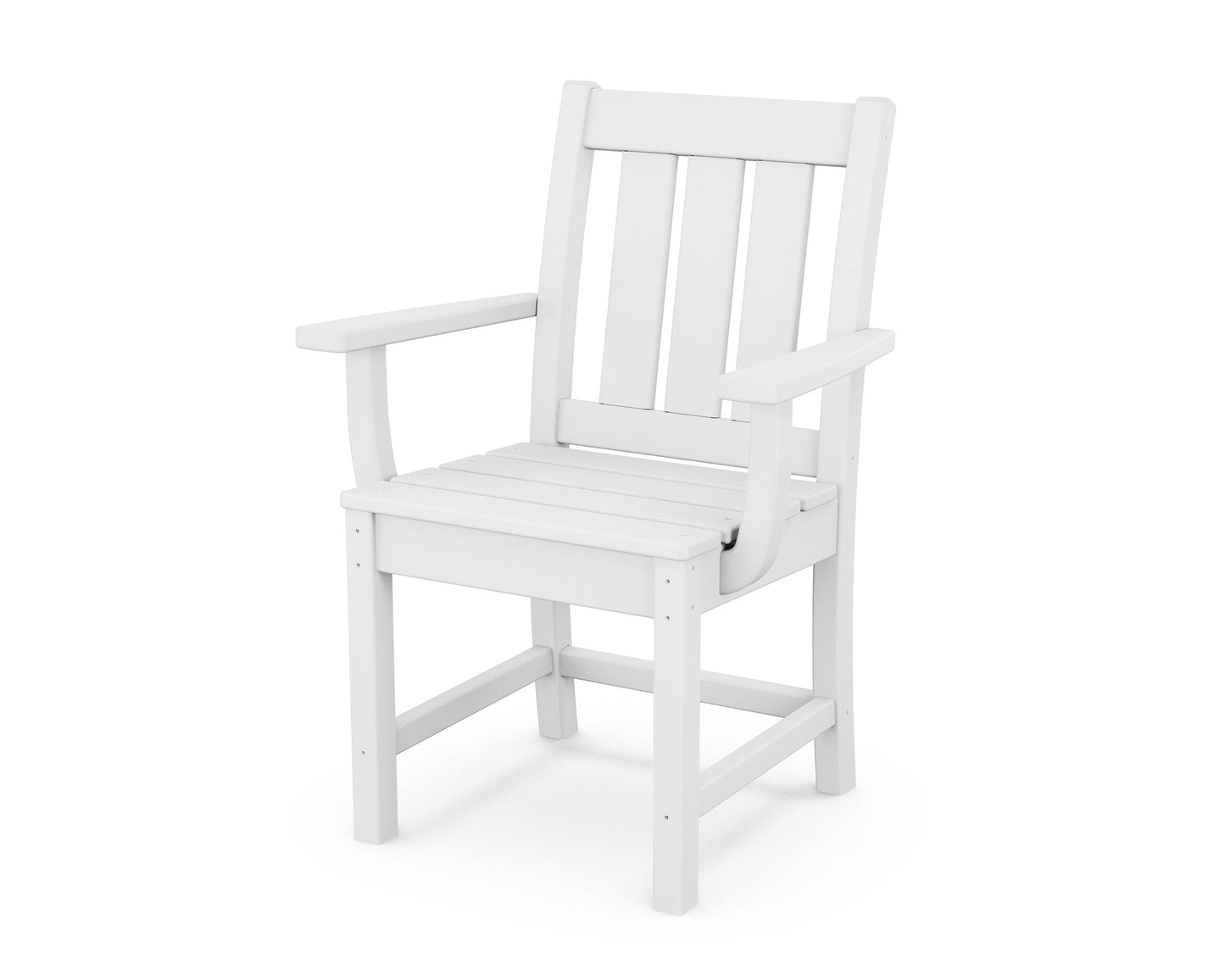 POLYWOOD Oxford White Plastic Frame Stationary Dining Chair with Slat Seat