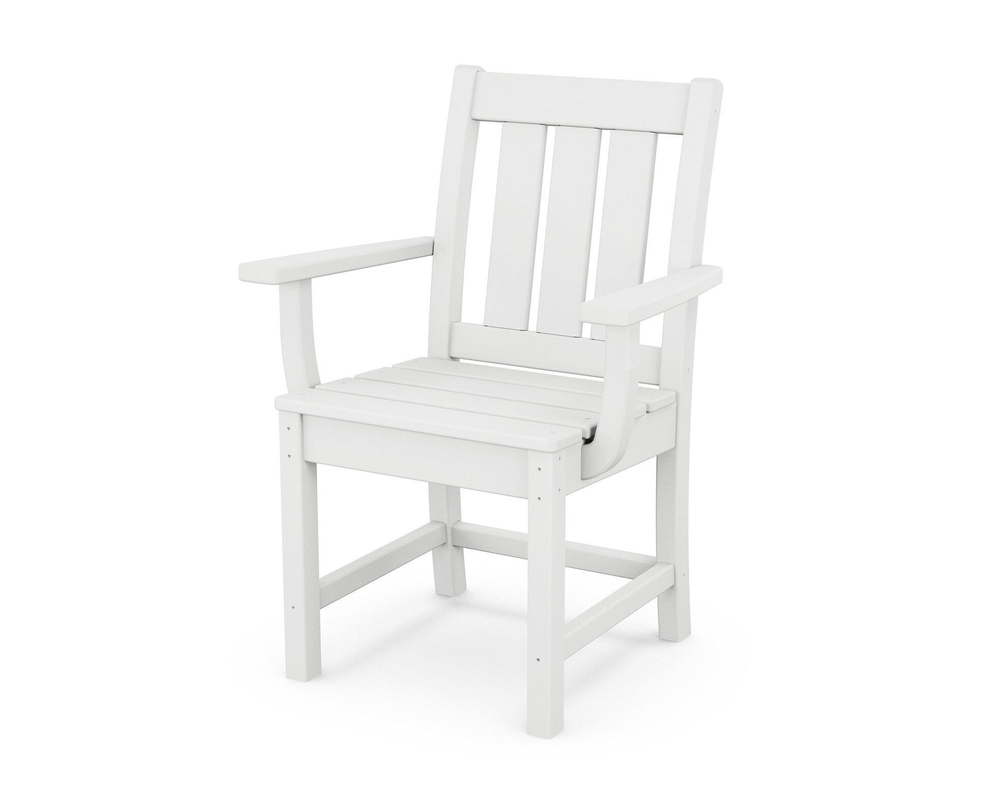 POLYWOOD Oxford White Plastic Frame Stationary Dining Chair with Slat Seat
