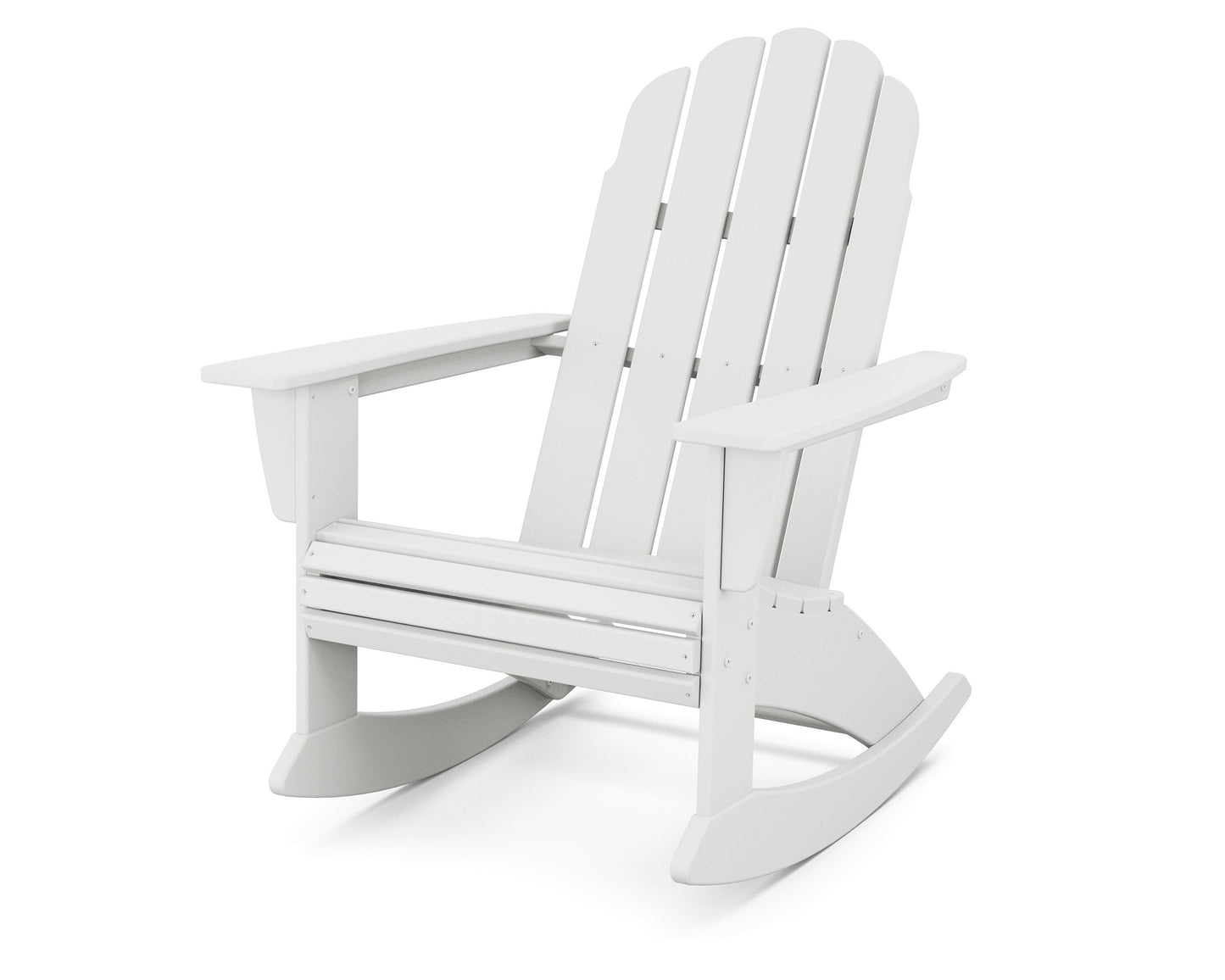 POLYWOOD Vineyard White Plastic Frame Rocking Chair with Slat Seat