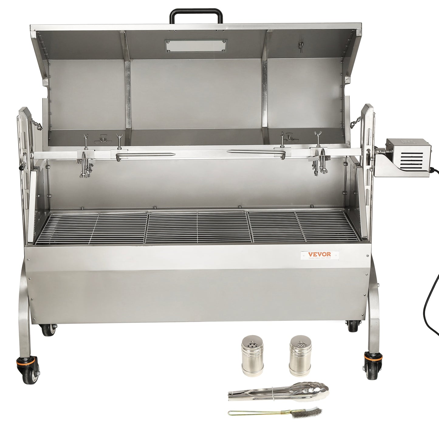VEVOR 46" 4-RPM Roaster Spit Rotisserie BBQ Grill 50-Watt Stainless Steel 132 Lbs Capacity Electric Grill HLKD4650W60KGCMNMV1