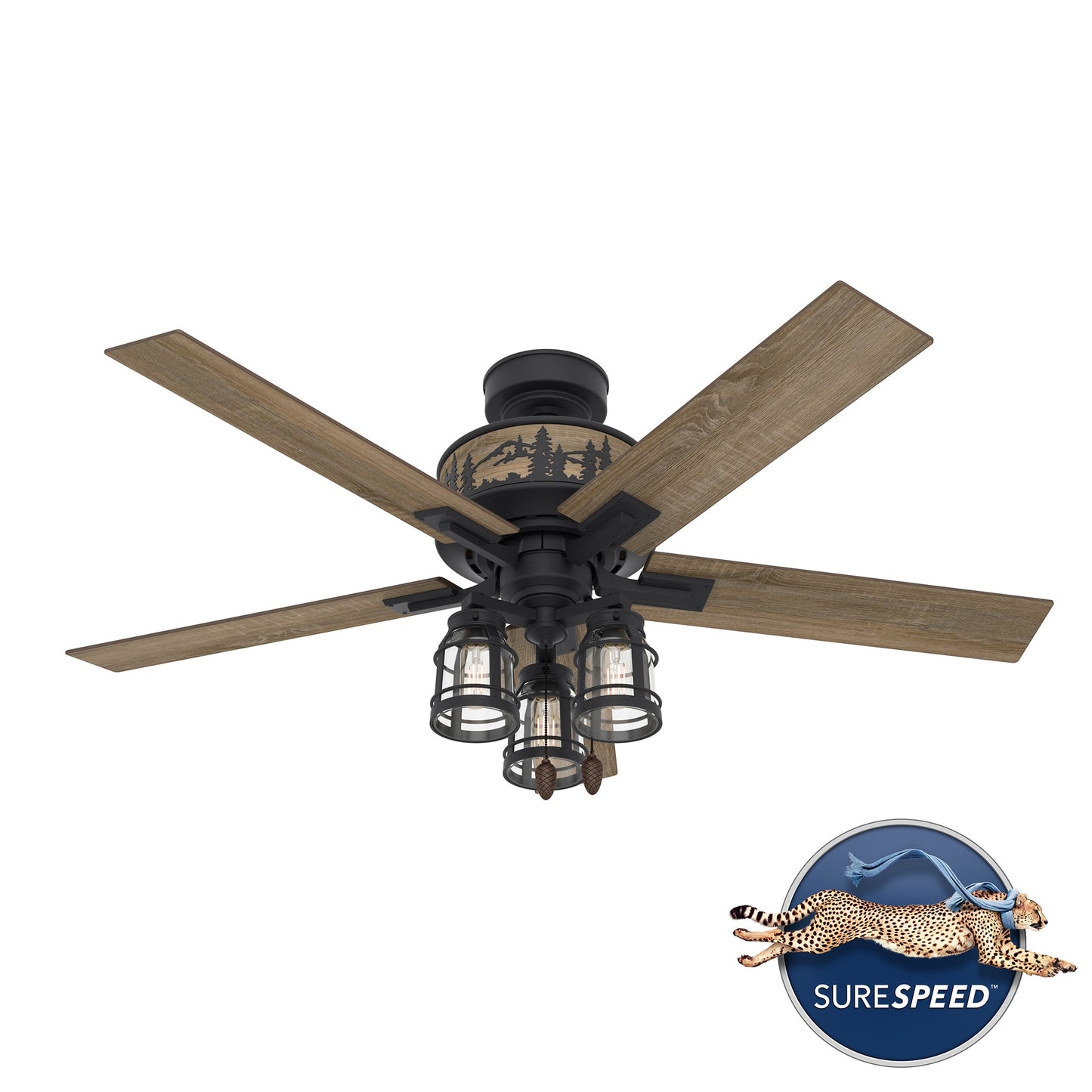 Hunter Vista 52-in Natural Iron with Drift Oak Blades Ceiling Fan With Light ( 5 -Blade ) 2844571