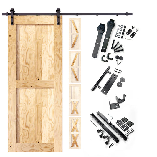 HOMACER 42-in x 84-in Unfinished Unfinished Pine Wood Solid core Single Barn Door (Hardware Included)