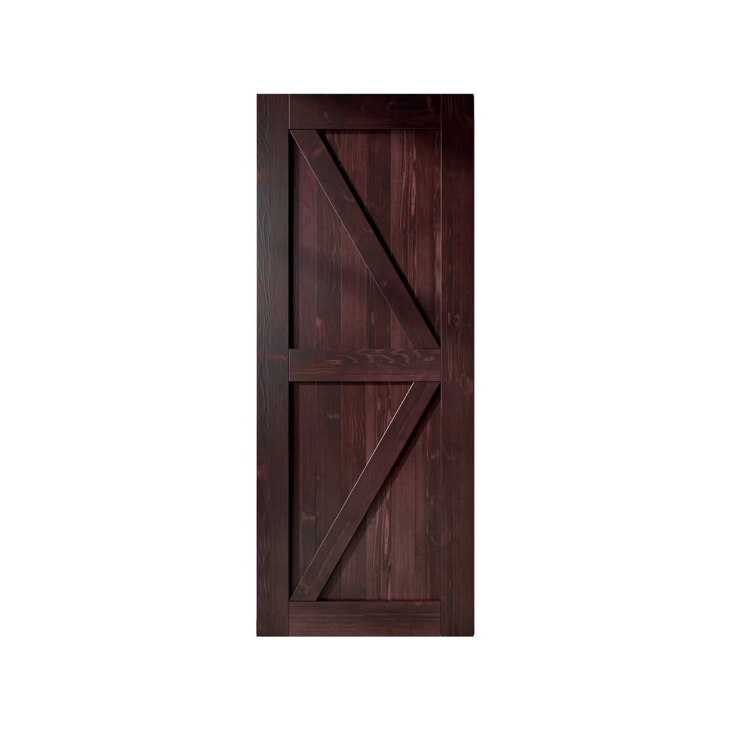 HOMACER 36-in x 84-in Red Mahogany K-frame Pine Wood Solid core Single Barn Door (Hardware Not Included)